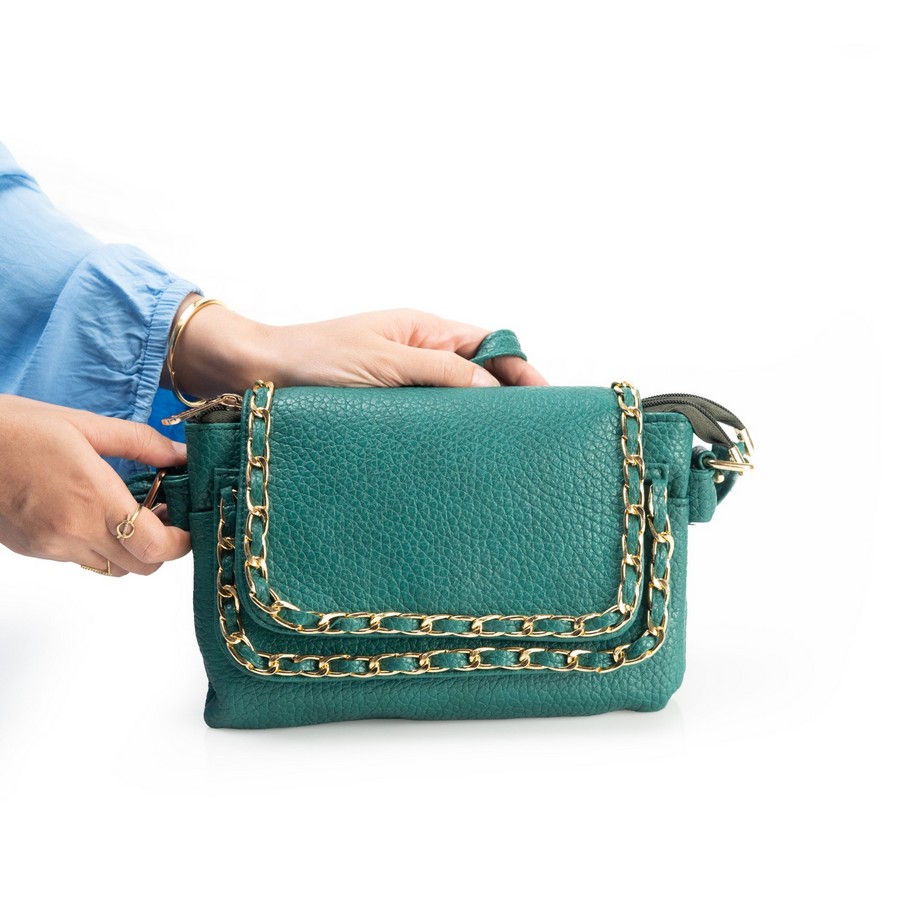  Mint green Italian imported leather crossbody bag 15×25 cm